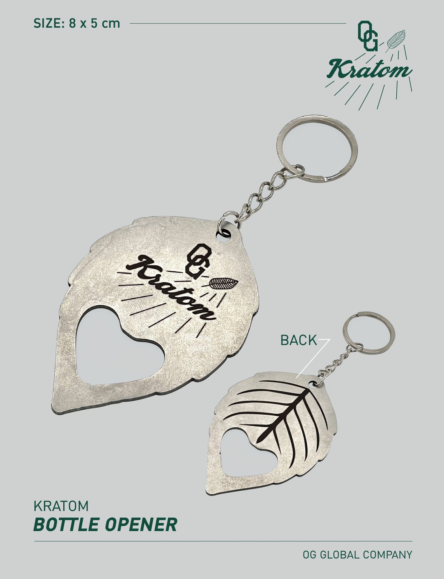 Kratom Leaf Bottle Opener Keychain